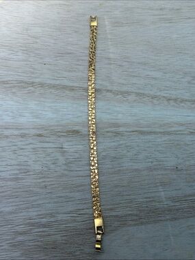 Vintage Gold Plated Textured Link Bracelet